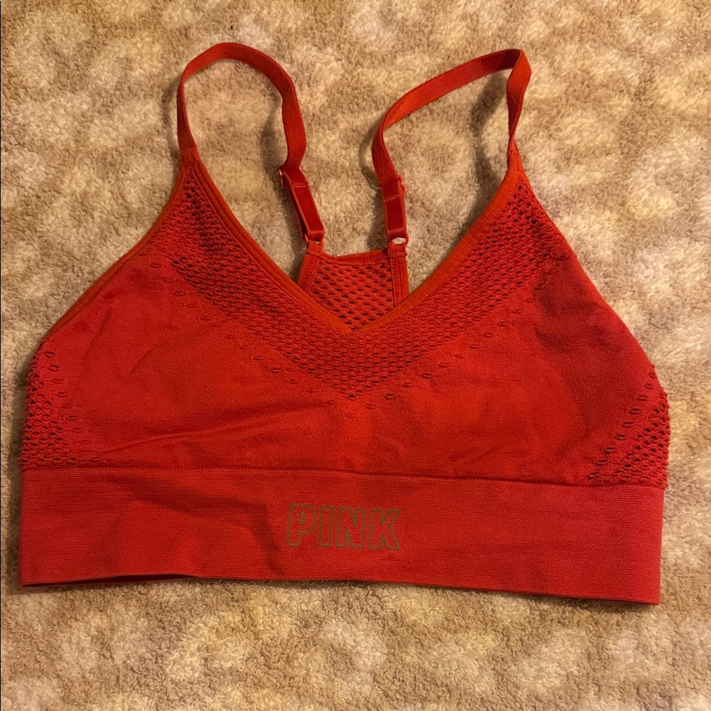 PINK Victoria's Secret Vibrant Red/fuchsia  Sports Bra